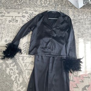 Black feather pajamas